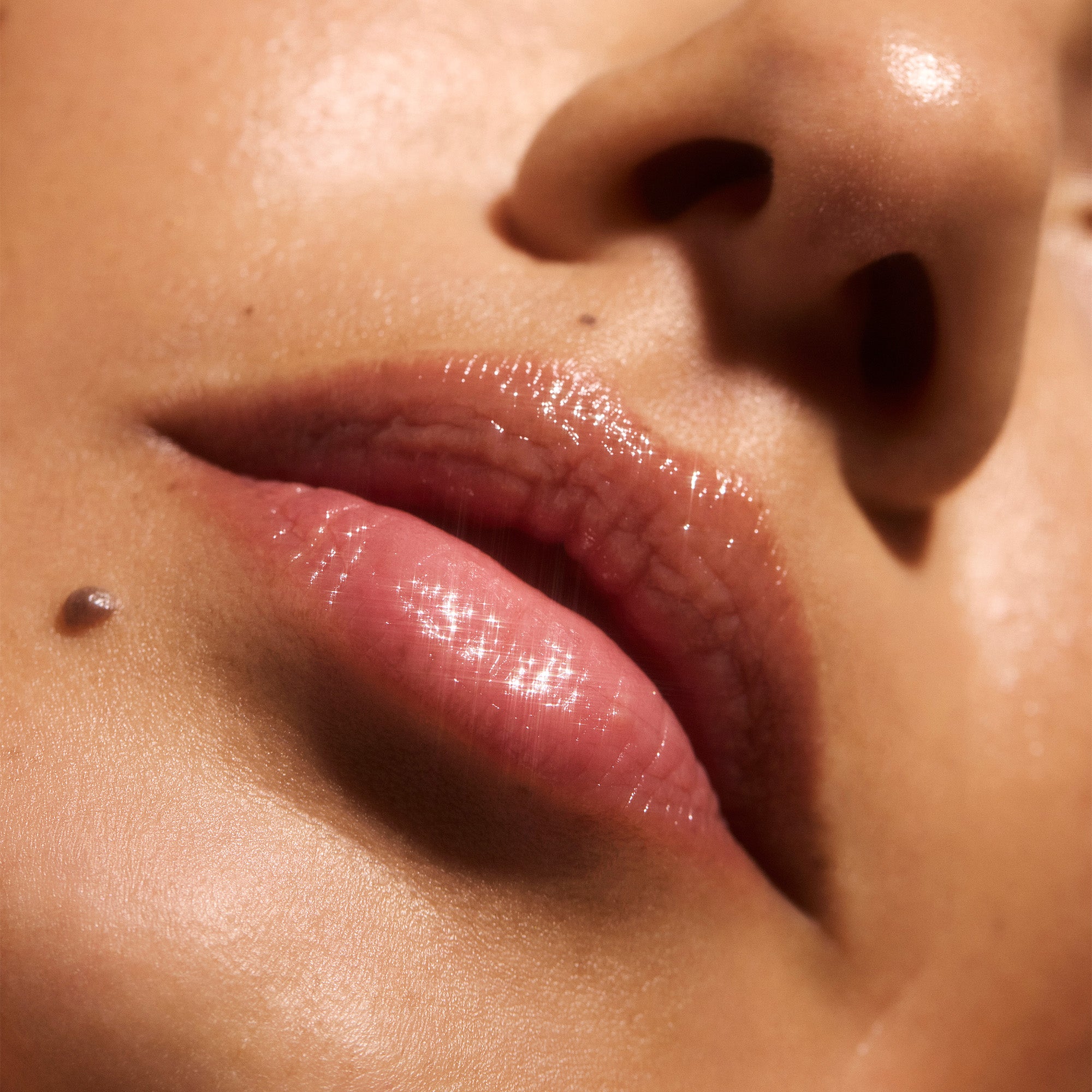 Close-up of a person's lips and nose